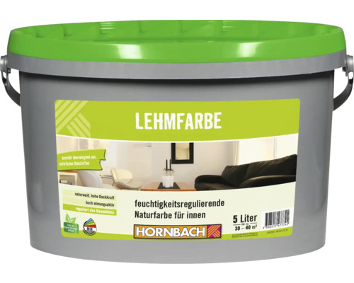 HORNBACH Lehmfarbe konservierungsmittelfrei weiß 5 L Eimer Lehmfarbe für Innenräume, 5 Liter