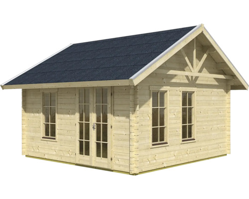 Holzgartenhaus mit Dach, Fenster und Tür