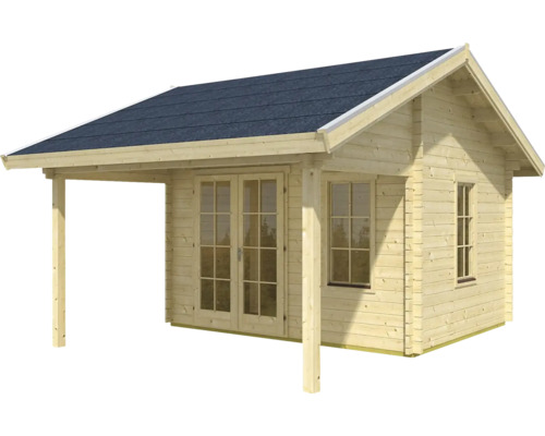 Holzgartenhaus mit Doppeltür, Fenster und Vordach