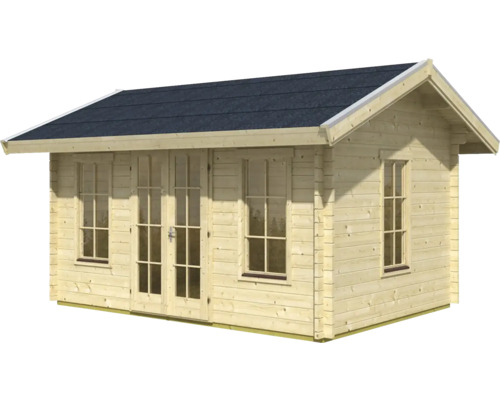 Holzgartenhaus mit Fenstern und Doppeltür