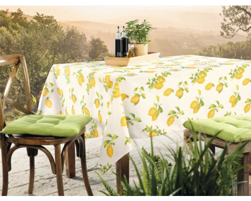 Quadratische Tischdecke Mit Zitronen-Oliven-Motiv – 140x140 Cm, 80% Baumwolle