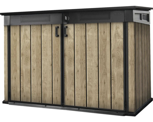 Mülltonnenbox Keter Signature Ashwood Mega 2020 L 190,5 x 109,3 cm Holzoptik anthrazit/braun