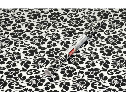 Rolle Designfolie mit floralem Muster in Schwarz und Weiß