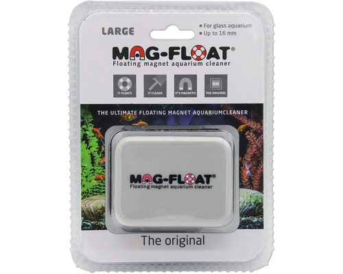 Scheibenreiniger Mag-Float Algenmagnet Large und Führungsschiene für Klinge Aquarium Algenmagnet schwimmend ca. 8,5 x 6,5 x 5,5 cm Glasstärke bis 16 mm