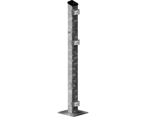 Pfosten mit Fußplatte 60x40x680 mm für Zaun 63 cm Höhe feuerverzinkt Zaunpfosten aus Metall mit Halterungen