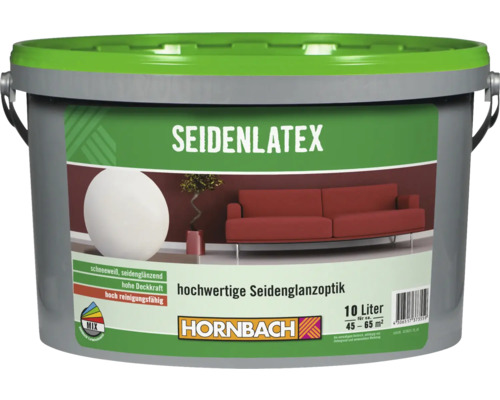 HORNBACH Latexfarbe Seidenlatex weiß 10 l Eimer Seidenlatex Innenfarbe, 10 Liter