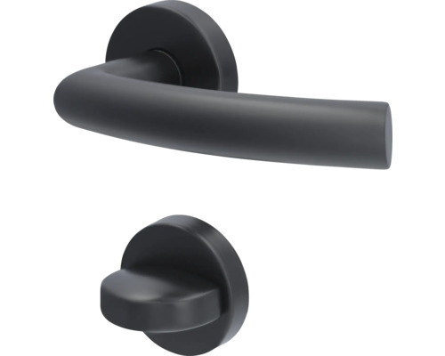 Rosettengarnitur Fair II edelstahl/matt schwarz für Bad + WC Türen