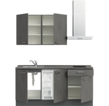 NOBILIA Küchenzeile ohne Geräte Industrial 180 cm beton schiefergrau matt vormontiert Variante rechts 4004539018563