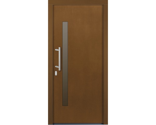 Haustür Maia Kiefer lackiert afromosia 1100 x 2100 mm DIN links Haustür mit Glaseinsatz und Griff
