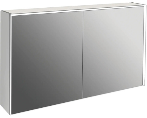 Jungborn Spiegelschrank QUATTRO SEDICI NOVE 120 x 20 x 70 cm grau 2-türig LED IP 44 Spiegelschrank mit zwei Türen für das Badezimmer