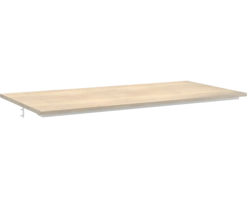 Jungborn Waschtischplatte QUATTRO/NOVE 101 x 46 cm Tabacco Eiche ohne Ausschnitt Holzregal mit Regalträger