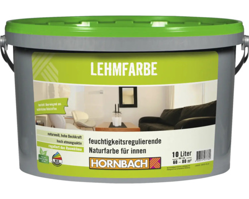 HORNBACH Lehmfarbe konservierungsmittelfrei weiß 10 L Eimer Lehmfarbe mit Hornbach Logo
