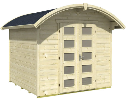Holzgartenhaus mit Runddach und Doppeltür