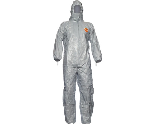 Grauer Schutzoverall mit Kapuze