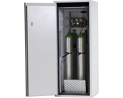 Offener Gasflaschenschrank mit zwei Gasflaschen