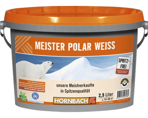 HORNBACH Wandfarbe Meister Polarweiß spritzfrei konservierungsmittelfrei 2,5 L