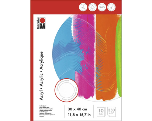 Marabu Acryl Papierblock mit zehn Blatt im Format 30 x 40 cm