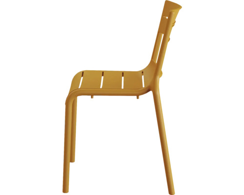 Stuhl aus Kunststoff mit Rückenlehne und schmalen Sitzflächen