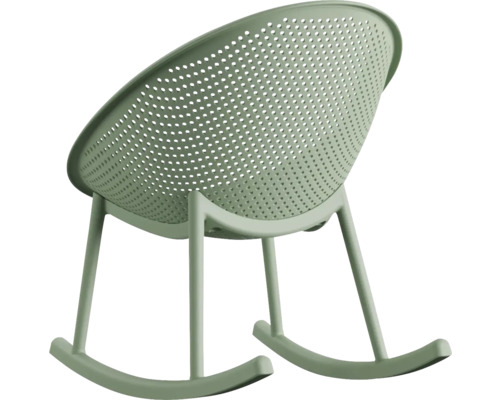 Schaukelstuhl mit runder Sitzfläche und Lochmuster