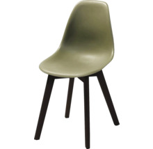 Stuhl mit Sitzschale und Holzbeinen
