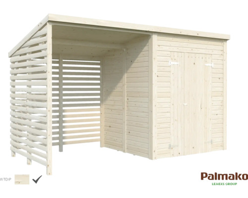 Holzgartenhaus mit Geräteschuppen und Holzlager