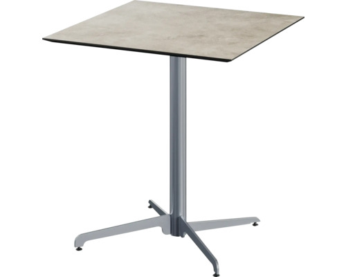 Terrassentisch X Cross Moonstone eckig Aluminium, HPL 70×70×73,2 cm klappbar grau