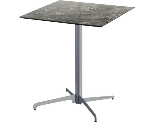 Terrassentisch Galaxy Marble X Cross eckig Aluminium, HPL 70×70x73,2 cm klappbar grau