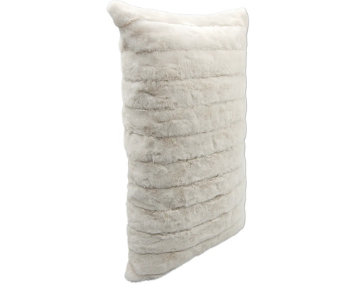 Dekokissen aus Kunstfell mit horizontalem Streifenmuster