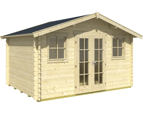 Holzgartenhaus mit Fenstern und Doppeltür