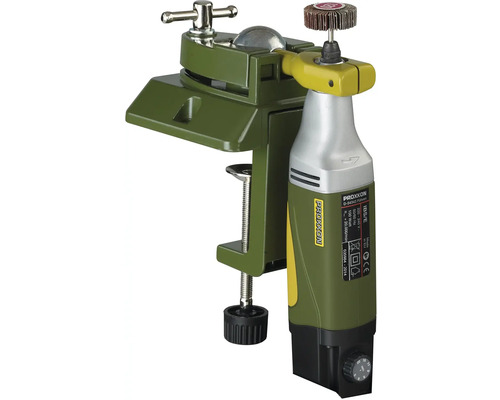 Proxxon Werkzeug mit Schraubstock und Schleifscheibe