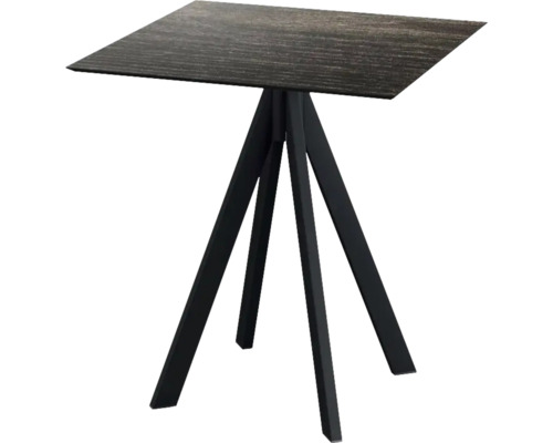 Terrassentisch Infinity Riverwashed Wood eckig Edelstahl, HPL 70×70×73,2 cm schwarz Quadratischer Beistelltisch mit Holzplatte und Metallbeinen