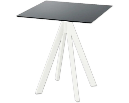 Terrassentisch Infinity eckig Edelstahl, HPL 70 × 70 × 73.2 cm weiß Quadratischer Tisch mit Holzfuß