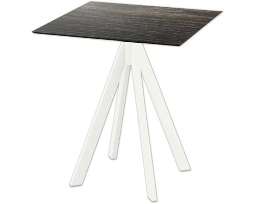 Terrassentisch Infinity Riverwashed Wood eckig Aluminium, HPL 70×70×73,2 cm weiß Quadratischer Beistelltisch mit Holzplatte und weißem Untergestell