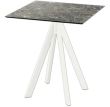 Quadratischer Beistelltisch mit Tischplatte in Marmoroptik und weißem Untergestell