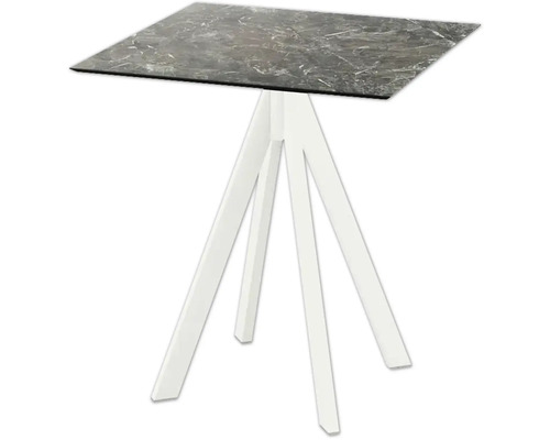 Terrassentisch Infinity Galaxy Marble eckig Edelstahl, HPL 70×70×73,2 cm weiß