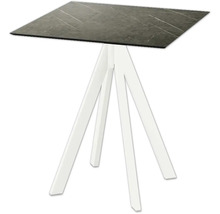 Quadratischer Bartisch mit Marmorplatte und weißem Untergestell
