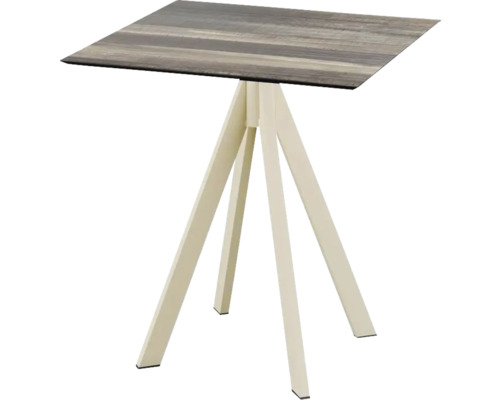 Terrassentisch Infinity Tropical Wood eckig Aluminium, HPL 70×70×73,2 cm sand Quadratischer Beistelltisch mit Holzdekorplatte und Metallgestell