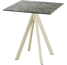 Quadratischer Tisch mit Marmorplatte und Metallbeinen
