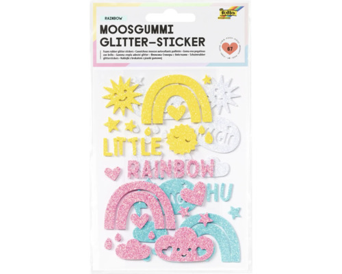 Moosgummi Glitter-Sticker RAINBOW