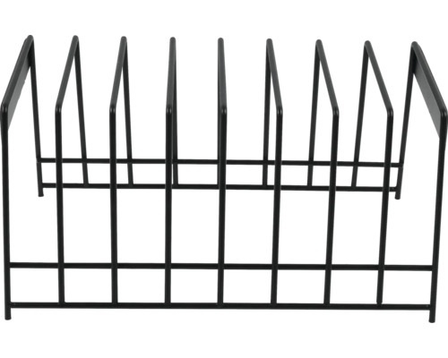 Schwarzer Aktenständer aus Metall mit sieben Fächern