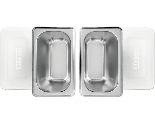 Zwei Edelstahlschalen mit Deckel