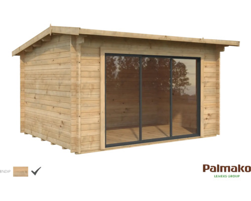 Gartenhaus Palmako Ines 11,1 m² Schiebetür Sicherheitsglas inkl. Fußboden 434 x 379 cm braun