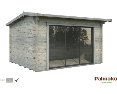 Gartenhaus Palmako Ines 11,1 m² Schiebetür Isolierglas inkl. Fußboden 390 x 300 cm grau