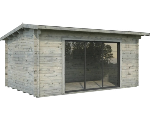 Gartenhaus Palmako Ines 13,7 m² Schiebetür Sicherheitsglas inkl. Fußboden 480 x 300 cm grau