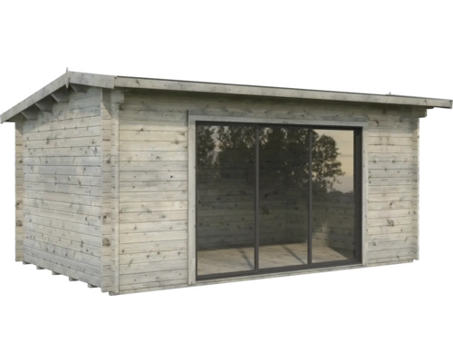 Gartenhaus Palmako Ines 13,7 m² Schiebetür Isolierglas inkl. Fußboden 480 x 300 cm grau