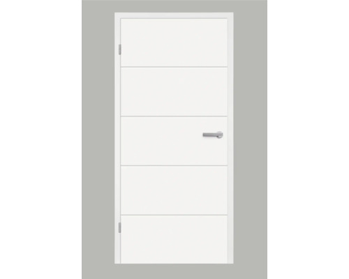 Pertura Zimmertür Perla 05 Weißlack (ähnlich RAL 9010) 86 x 198,5 cm Links ohne Schlüssellochbohrung