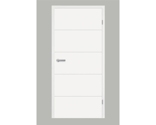 Pertura Zimmertür Perla 05 Weißlack (ähnlich RAL 9010) 86 x 198,5 cm Rechts ohne Schlüssellochbohrung