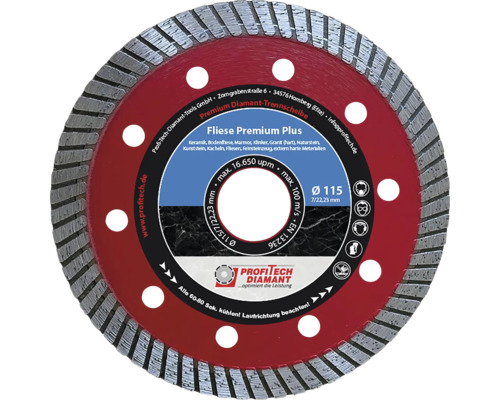 Diamanttrennscheibe Profitech Diamant Fliese Premium Plus Ø 115x22,23 mm Fliesentrennscheibe Premium Plus, Durchmesser 115 Millimeter
