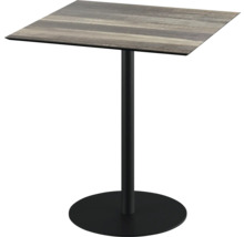 Quadratischer Stehtisch mit Holzoptik-Tischplatte und Metallsäule