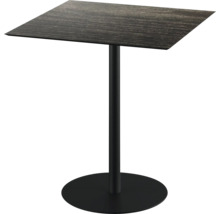 Quadratischer Stehtisch mit Metallsäule und rundem Fuß